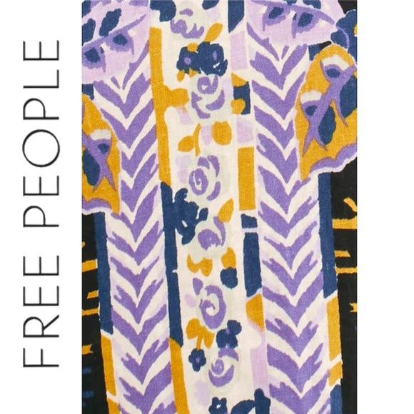 FREE PEOPLE | Summer in Tulum Linen Ruffled Tunic Purple - Picture 6 of 7